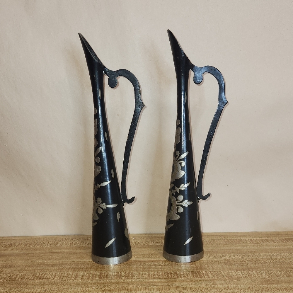 Elegant Black and Silver Decorative Vases